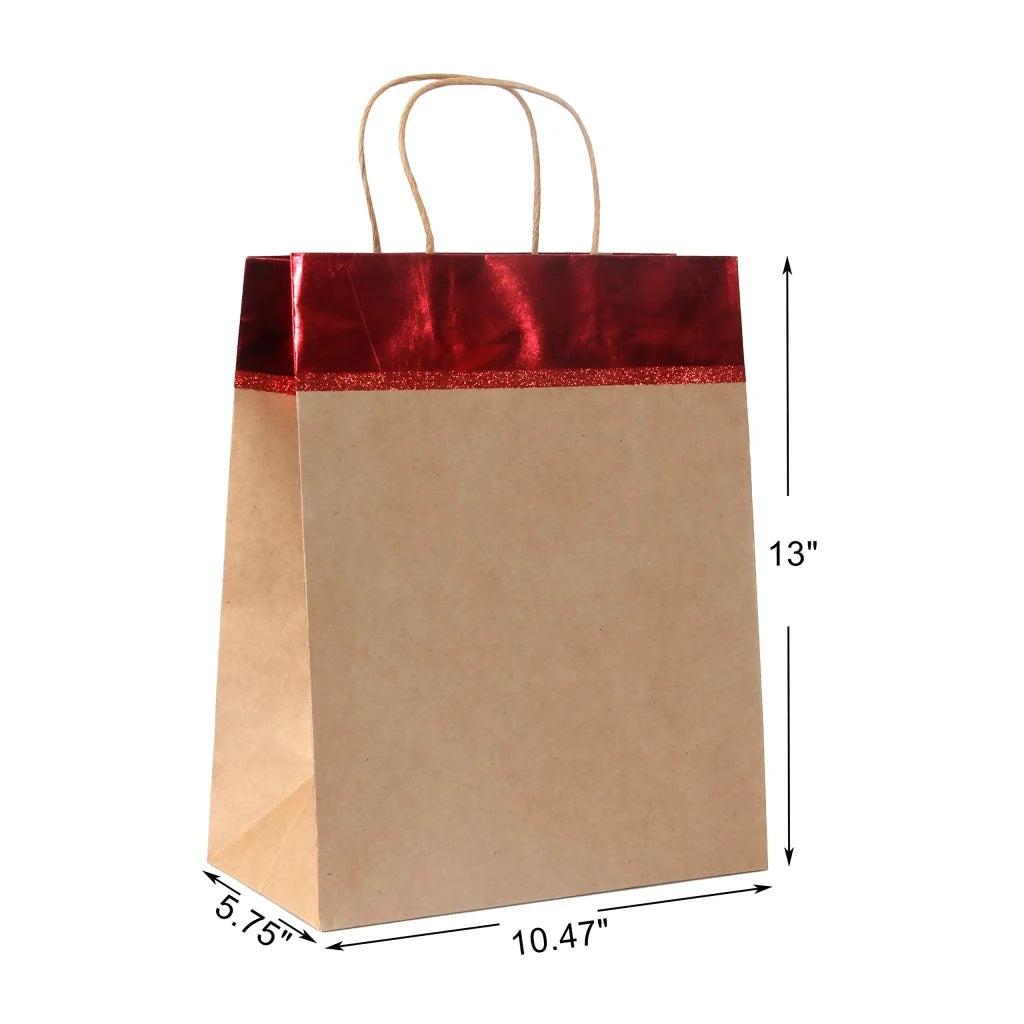 18pcs Red and Gold Christmas Kraft Gift Bags