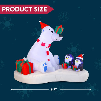 6ft LED Polar Bear Christmas Inflatable Decoration