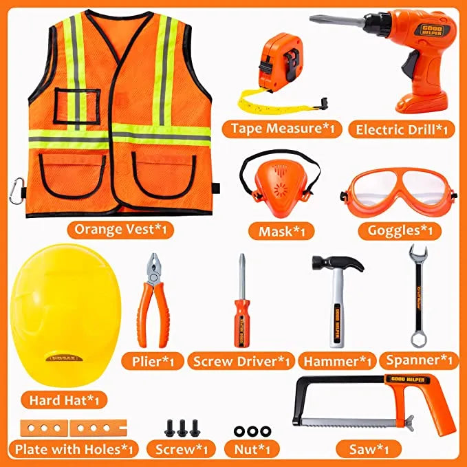 Kids Construction Worker Costume Set