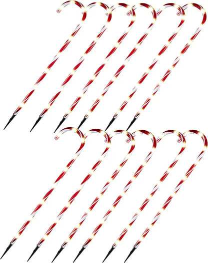 12pcs Christmas Candy Cane Pathway Lights 28in