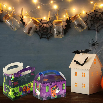 32pcs 3D Halloween House Cardboard Trick or Treat Box