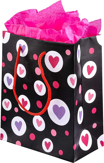 12Pcs Paper Gift Bags with Filing Paper for Valentines Day