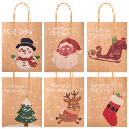 24pcs Creamy Kraft Character Christmas Gift Bags