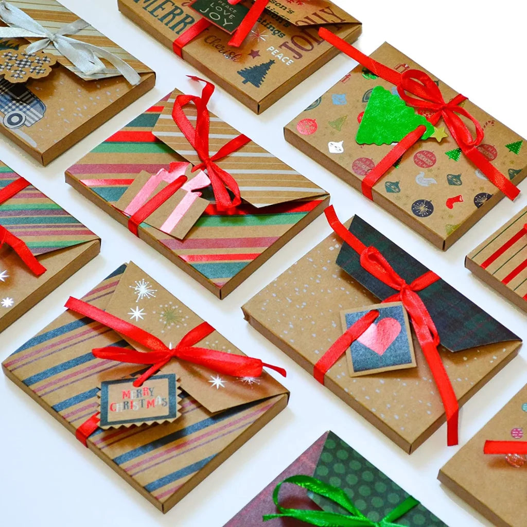 30pcs Kraft Paper Christmas Gift Card Boxes