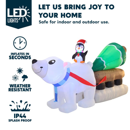 8ft Long LED Polar Bear Inflatable Decoration