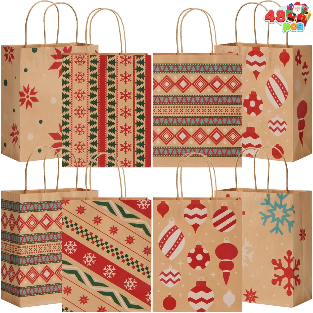 48 Christmas Kraft Gift Bags 7″ x 9″ x 3.5″