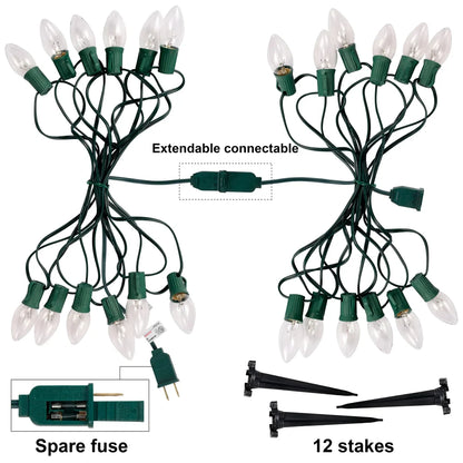 12pcs C9 Warm White Christmas Pathway Marker 15.75ft