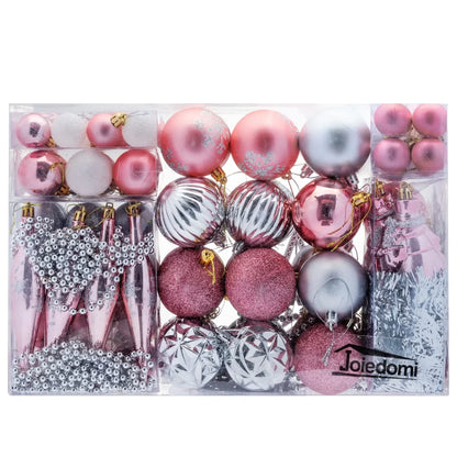 110pcs Rose Gold and White Christmas Ornament Balls