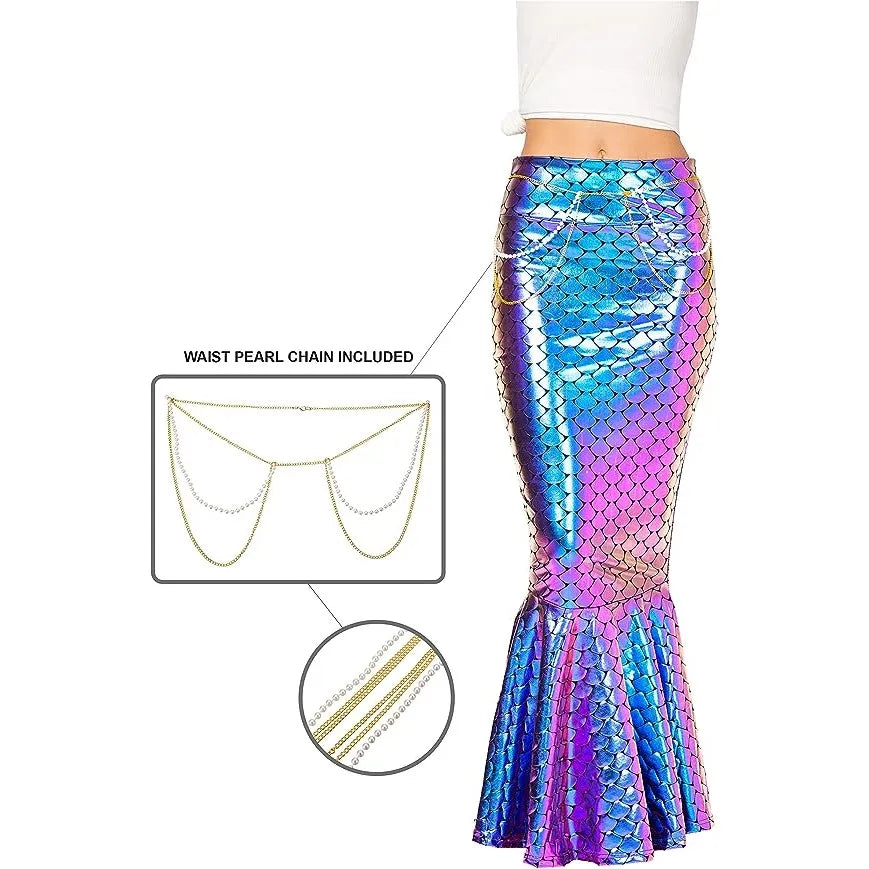 Adult Metallic Mermaid Skirt Halloween Costume