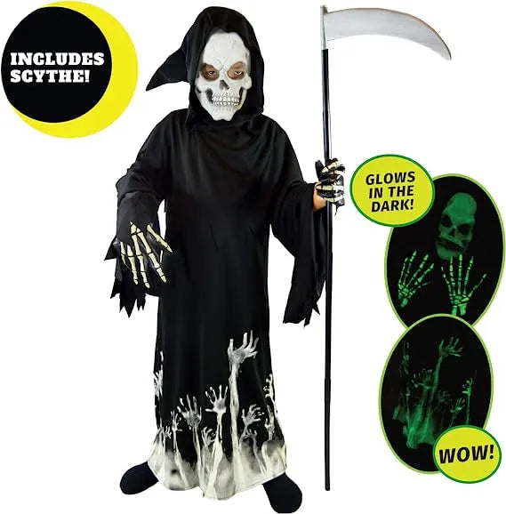 Kids Glow in the Dark Grim Reaper Halloween Costume