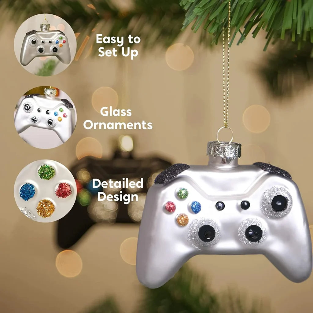 2pcs Christmas Glass Game Controller Ornament