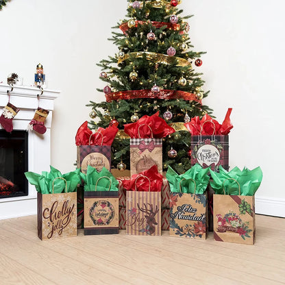 24pcs Vintage Style Kraft Paper Christmas Gift Bags