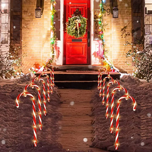 12pcs Christmas Candy Cane Led Pathway Lights 12in