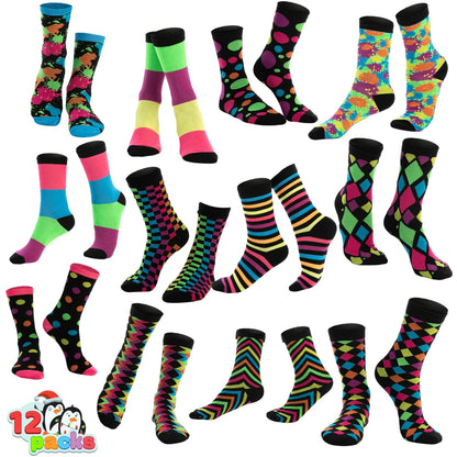 12pcs Paint Splash Patterned Colorful Socks Women