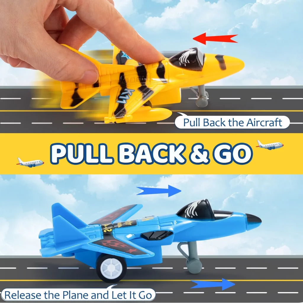 Bizzy-me 16pcs Pull Back Airplane Toy 4.5in