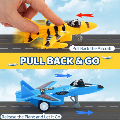 Bizzy-me 16pcs Pull Back Airplane Toy 4.5in