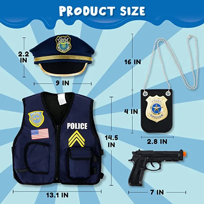 14pcs Hat and Uniform Outfit Police Play Set Toy