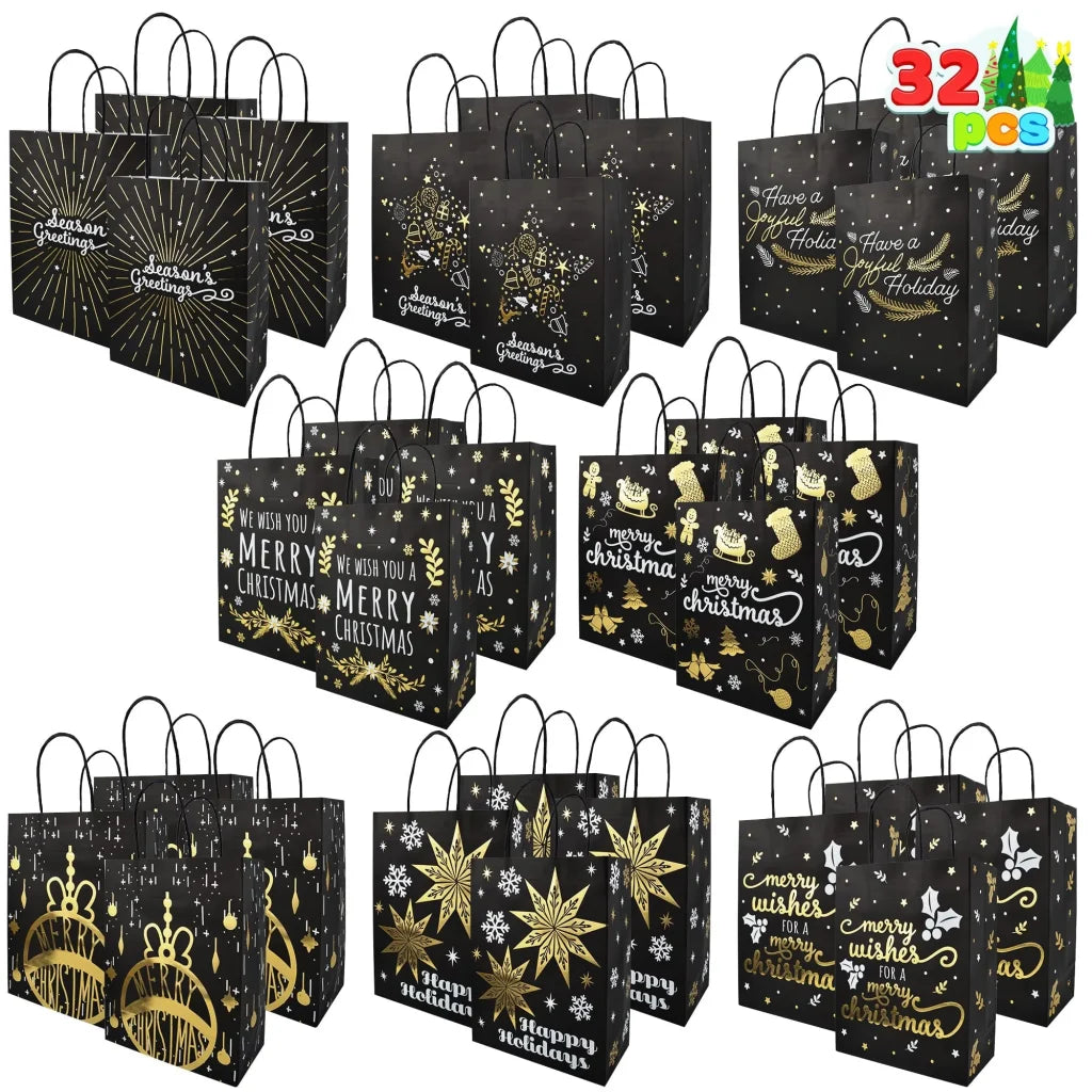 32pcs Black & Gold Christmas Treat Bags