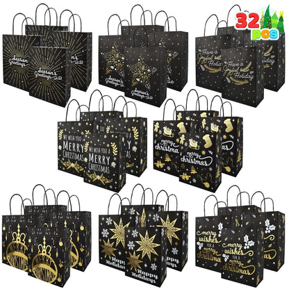 32pcs Black & Gold Christmas Treat Bags