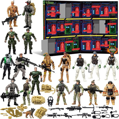 24 Days Military Army Men Action Figures Advent Calendar