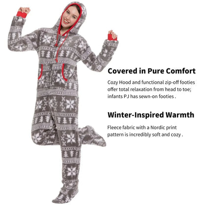 One Piece Hooded Flannel Christmas Pajamas