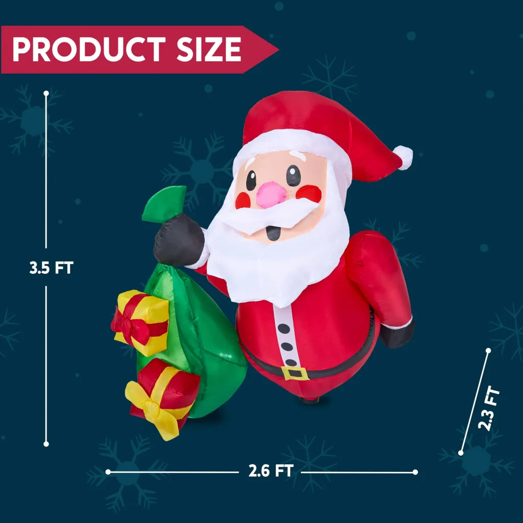 3.5ft Tall Christmas Inflatable Santa with Gift Bags