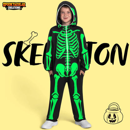 Kids Skeleton Jumpsuit Pajama Costume