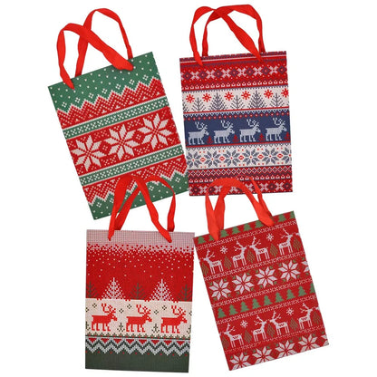 12pcs Christmas Gift Bags With Assorted Christmas Prints