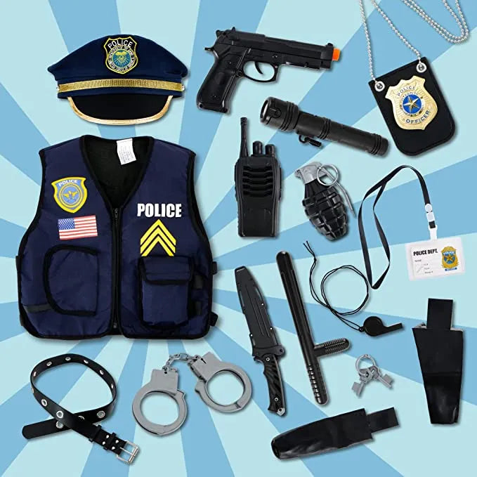 14pcs Hat and Uniform Outfit Police Play Set Toy