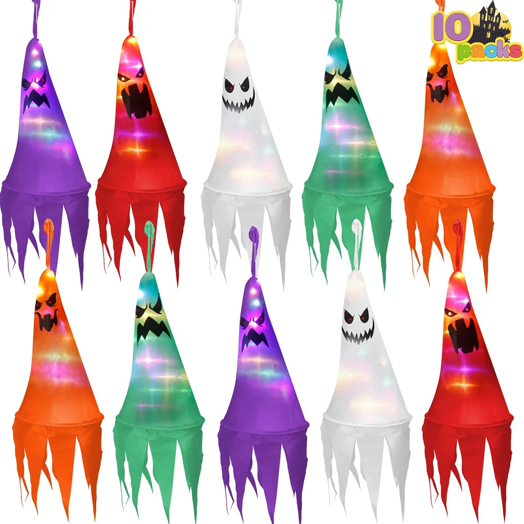 10pcs Light Up Halloween Hanging Ghost Decoration 24in