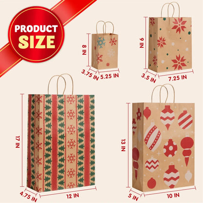 24 PCS Christmas Kraft Gift Bags