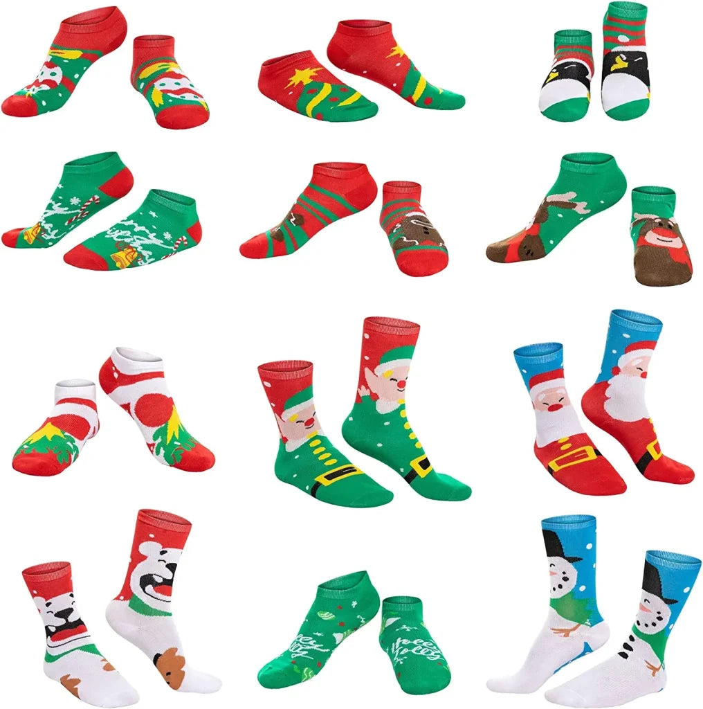 12pcs Women’s Warm Cotton Socks Advent Calendar