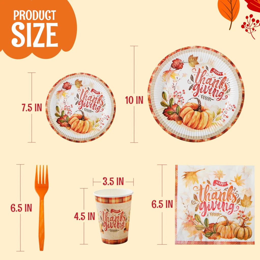 168 Pcs Thanksgiving Disposable Dinnerware Set