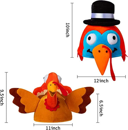 2Pcs Silly Wacky Turkey Hat