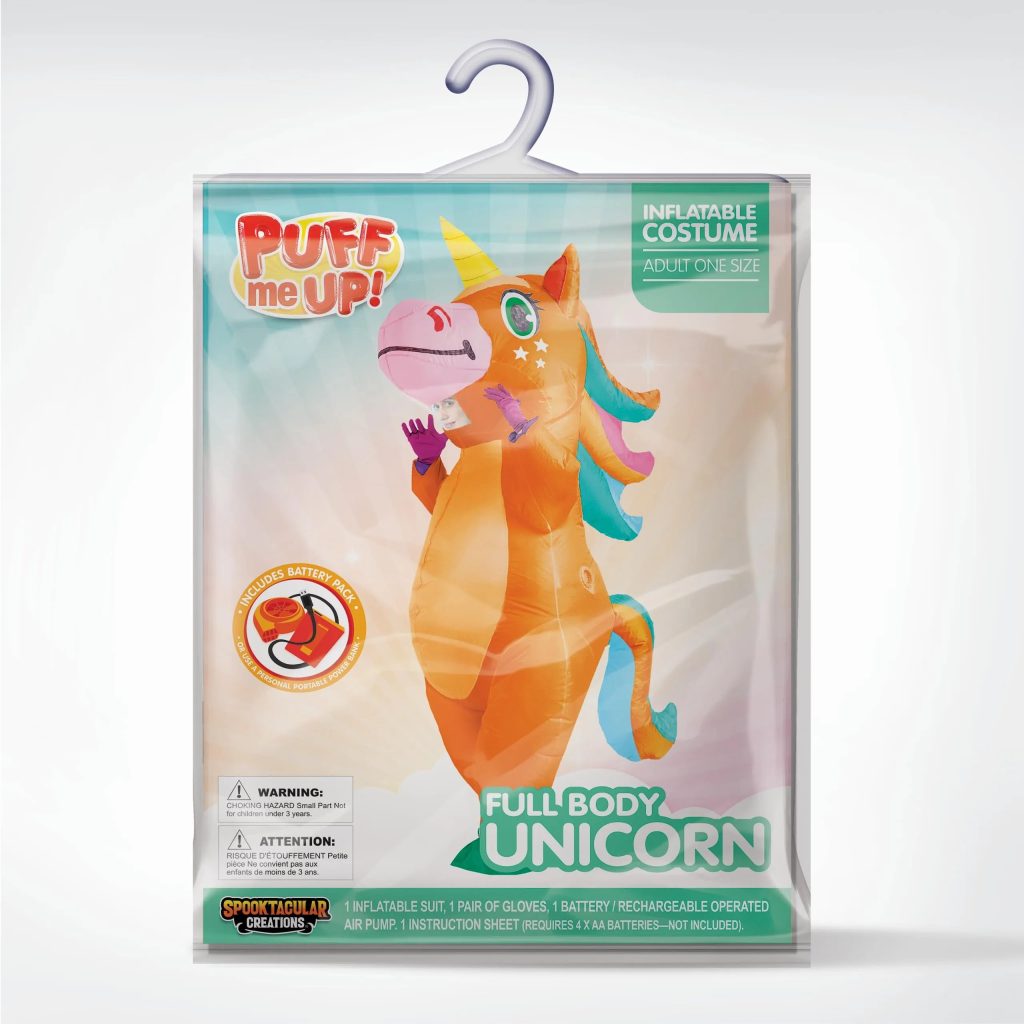 Inflatable Full Body Orange Unicorn Halloween Costume