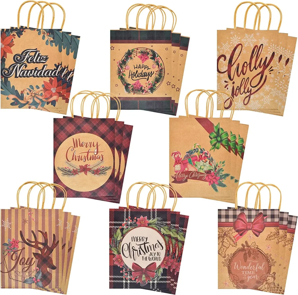 24pcs Vintage Style Kraft Paper Christmas Gift Bags