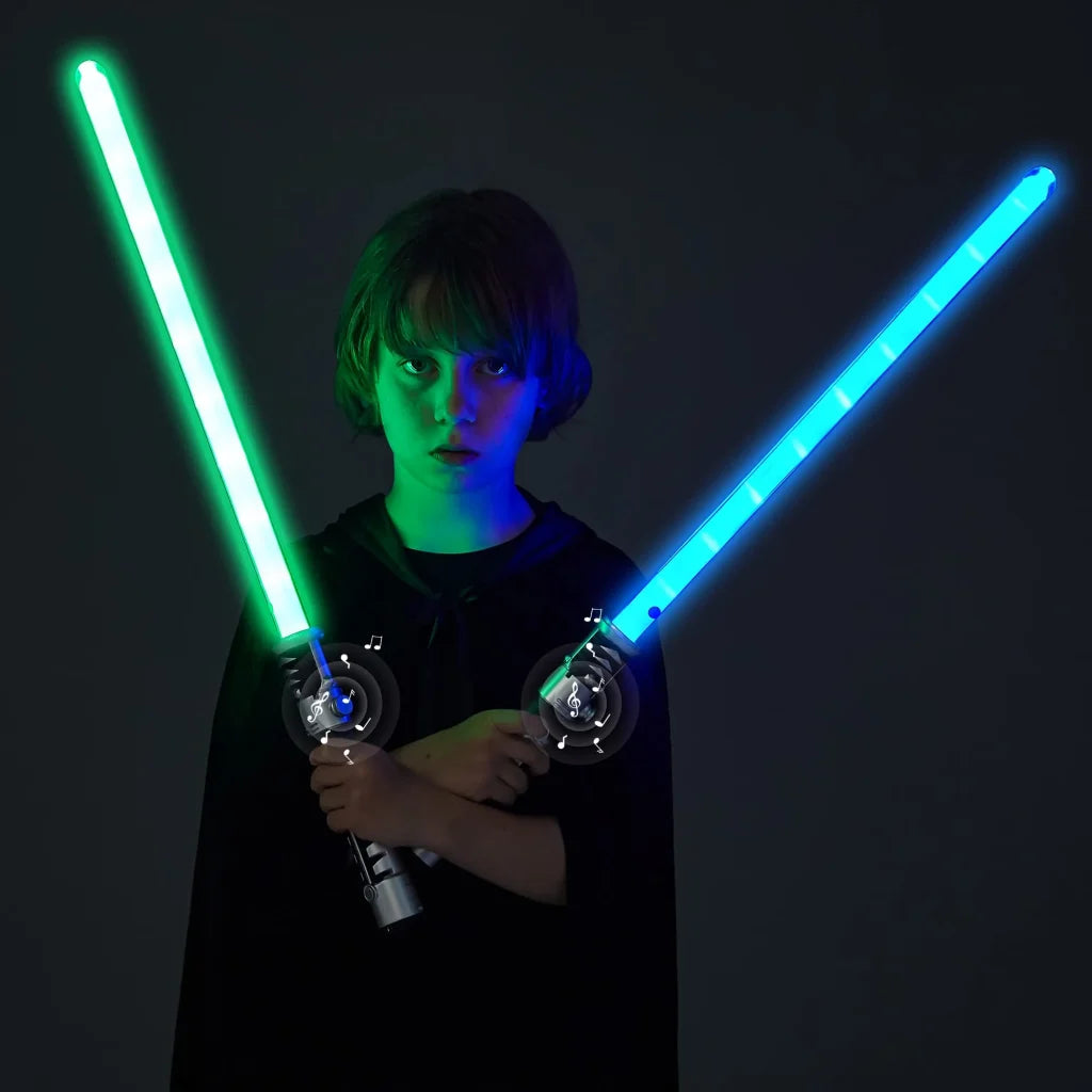 2-in-1 LED Light Up Swords Set with FX Sound