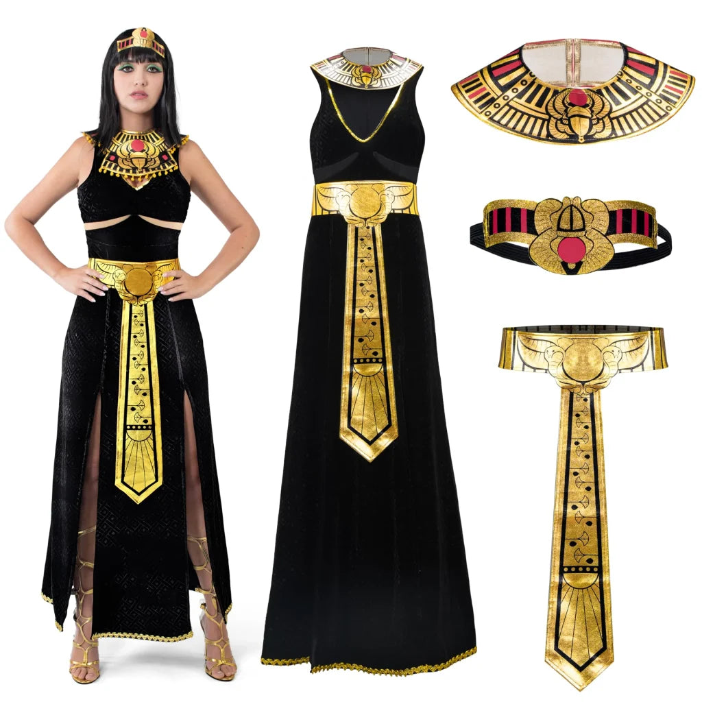 Women Black Cleopatra Dress Costume Set