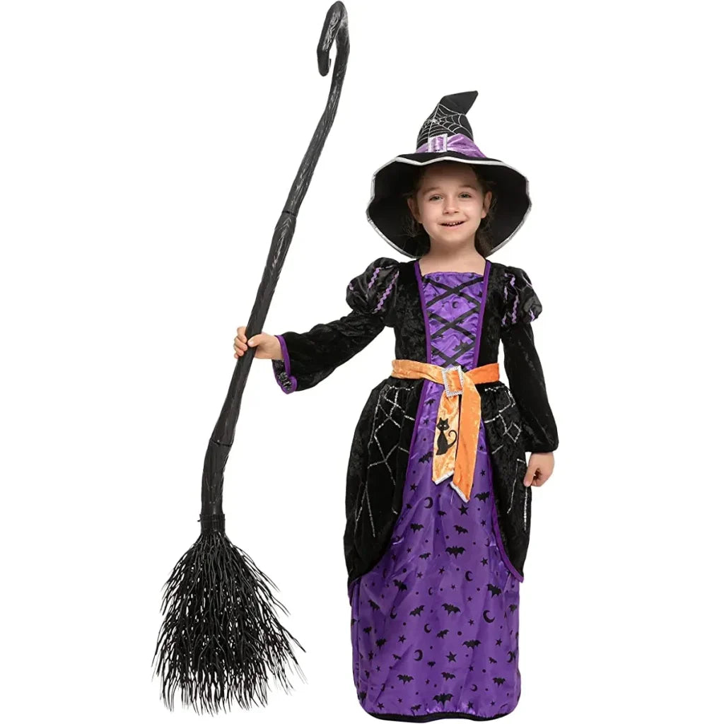 Girls Purple and Orange Witch Halloween Costume