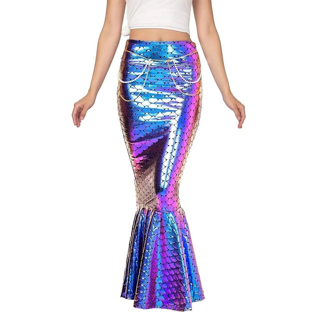 Adult Metallic Mermaid Skirt Halloween Costume