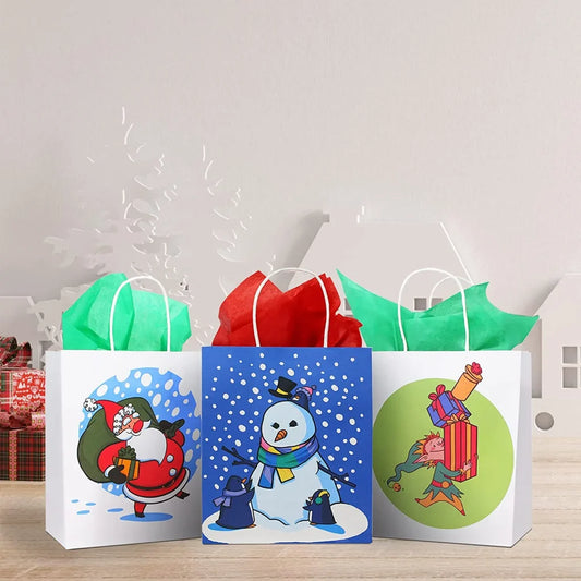 24pcs Kraft Paper Christmas Gift Bags with Handles