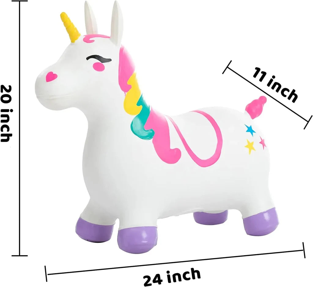 White Unicorn Bouncy Horse Hopper