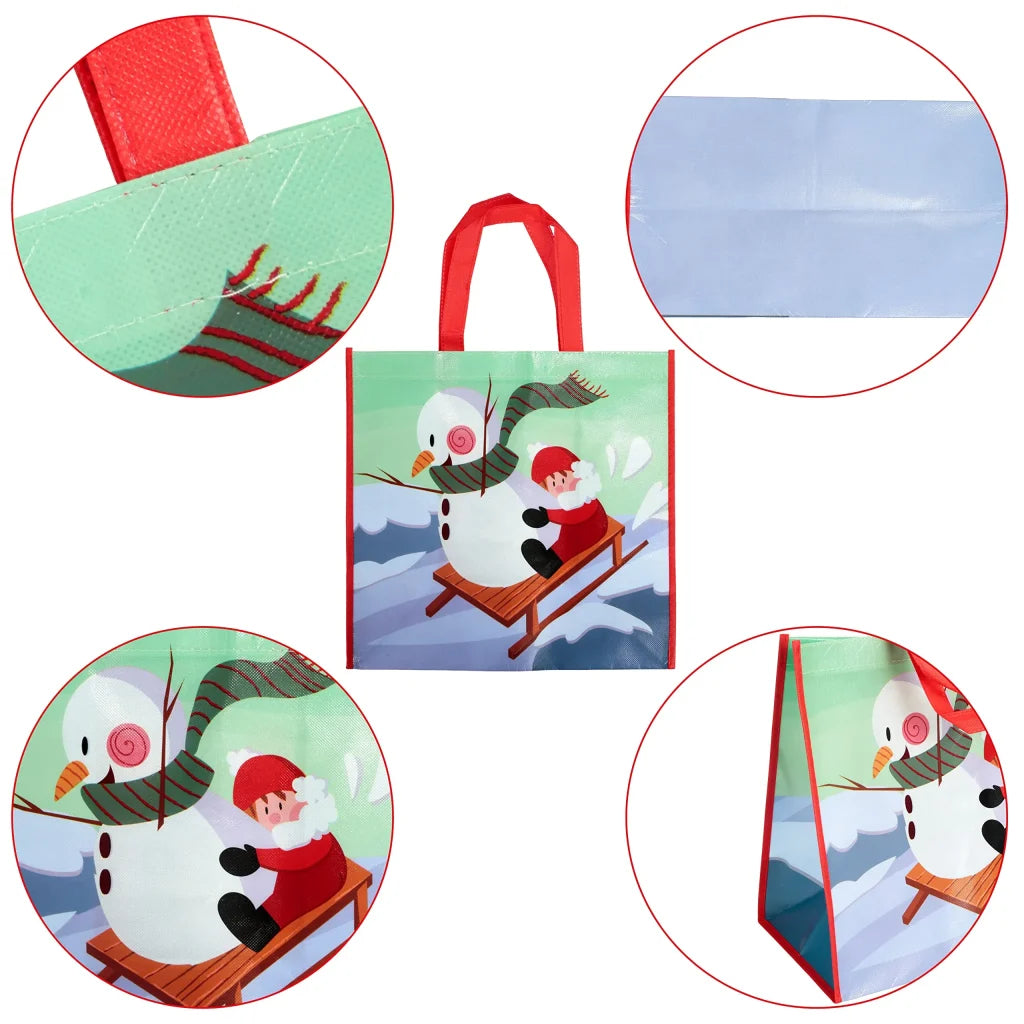 12pcs Reusable Christmas Grocery Bags With Handles