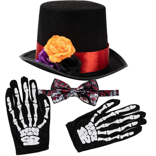 4pcs Mens Day of the Dead Halloween Costume Accessories