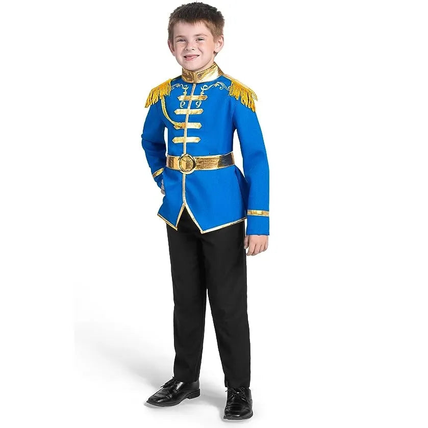 Spooktacular Creations Prince Costume for Boys, Blue Prince Charming Outfit with Belt Epaulet Strap