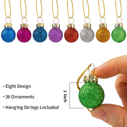 36pcs Mini Glitter Christmas Ball Ornaments