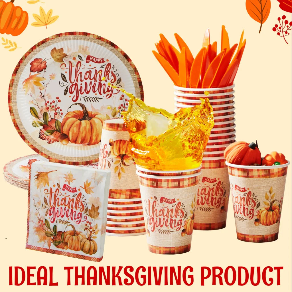 168 Pcs Thanksgiving Disposable Dinnerware Set