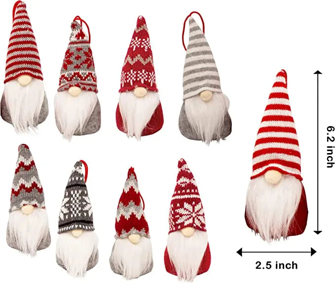 9pcs Gnome Christmas Ornaments Set 6in