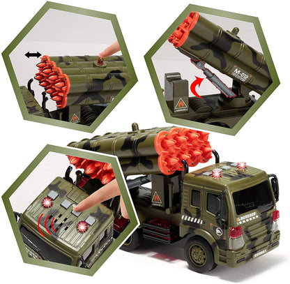 3 in 1 Friction Powered Siren Military Vehicle Toy Set