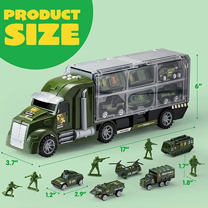 25pcs Green Military Big Truck Toys and Army Men Toys